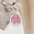 Dettaglio del supporto per telefono orso con strass rosa e scritta Gift For You - Orsetto Magnetico con Strass Completi / Rosa