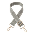 Grey 3.8cm wide bag strap with diamond pattern and light gold metal hardware - Gray