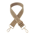 Adjustable 3.8cm khaki and beige woven shoulder strap with geometric diamond patterns - Gold Buckle / Khaki