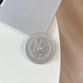 Macro view of a silver magnetic phone grip featuring a rhinestone-studded star design - Rhinestone Pearl White Star / Silver
