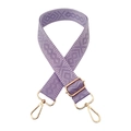 Lavender wide bag strap with 3.8cm diamond pattern and adjustable gold-tone hooks - Purple
