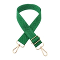 3.8cm wide green crossbody strap with geometric diamond pattern and gold hardware - Emerald Green