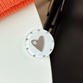 Detail of round acrylic phone stand with heart mirror and mine lettering decoration - Transparent Paste Stand - Dopamine Small Heart Mirror / White