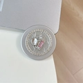 Detail of magnetic MagSafe phone grip with pink rectangle gem and heart relief - Rhinestone Pearl Lava Diamond Heart / Silver