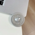 Detail of magnetic heart phone grip with sparkling rhinestones and silver metallic finish - Rhinestone Pearl Silver Cloth Heart / Silver