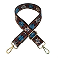 Verstelbare boho schouderriem met bloemenborduurwerk en gouden metalen haken - Breedte: 3.8cm / Blauw Wit Bloemrijk Geometrisch (#4)