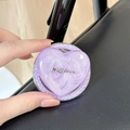 Macro detail of purple heart-shaped MagSafe phone grip with glitter and silver lettering - Stereo Heart - Purple Glitter / Pearl Magnetic Style