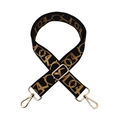 Adjustable black and gold wide strap with elegant embroidery for crossbody handbags - Black