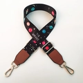 Adjustable planet pattern bag strap with Dream Big slogan and gold metal clips - Brown