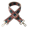 Tracolla larga regolabile in jacquard geometrico con moschettoni in metallo dorato - Larghezza: 5cm / Grigio Beige