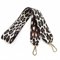 Correa ancha con estampado de leopardo y ganchos de metal dorado para bolsos - Cierre de Plata / Estampado Leopardo Beige