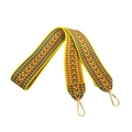 Ethnic style colorful embroidered wide shoulder strap with gold metal lobster clasps - Yellow