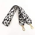 Wide leopard print replacement shoulder strap with gold metal lobster clasps for handbags - White