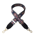 Adjustable wide replacement shoulder strap with colorful geometric weaving and gold hardware - Diamond Pattern with Black Leather