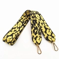 Adjustable wide leopard print bag strap with bright yellow pattern and gold metal buckles - Yellow