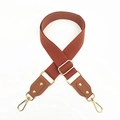 Adjustable wide cotton shoulder strap with reddish-brown webbing and gold hardware - Brown