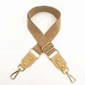 Adjustable wide cotton bag strap with khaki canvas and gold metal lobster clasps - Khaki