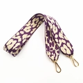 Purple leopard print wide replacement shoulder strap with gold metal lobster clasps - Purple