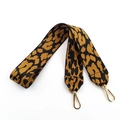 Wide leopard print shoulder strap with golden metal swivel hooks for women bags - Yellow Brown