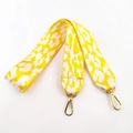 Wide shoulder bag strap with yellow leopard print and gold metal lobster clasps - Bright Yellow