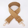Detail of adjustable woven replacement strap with mustard yellow geometric patterns - Silver Clasp / Yellow