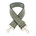 Adjustable chevron woven bag strap in olive green and beige with gold metal clips - Black White Light Green