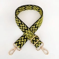 Adjustable wide replacement bag strap with black and yellow geometric woven patterns - Yellow & Black With Gold Buckle (A13)