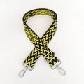 Adjustable geometric embroidery shoulder strap with yellow pattern and silver metal clips - Yellow & Black With Silver Buckle (A13)