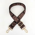 Detail of geometric pattern strap with high-quality gold metal lobster clasps - Light Brown with Gold Buckle