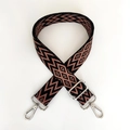 Detail of adjustable wide shoulder strap with purple geometric jacquard and silver buckles - Pink Brown Black With Silver Buckle (A17)