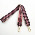 Ethnic geometric pattern 3.8cm wide embroidery bag strap with gold metal lobster hooks - Style 1 Long