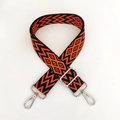 Adjustable woven strap featuring orange and black geometric wave patterns with silver clips - Orange Black with Silver Buckle