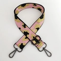 Adjustable leopard print nylon strap with metallic pink and black woven texture - Pink Gold Line + Gunmetal Buckle