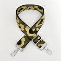 Detail of army green and gold leopard pattern strap with shiny silver metal lobster clasps - Green Gold Line + Silver Buckle