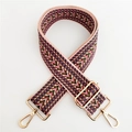 Close-up of adjustable woven shoulder strap with colorful V-shape geometric patterns - Deep Pink 2
