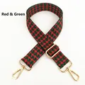 Detail of red and green houndstooth pattern strap with gold-tone lobster clasps - Red & Green