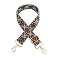 Adjustable bohemian 3.8cm jacquard woven strap with navy and orange geometric patterns - Brown Navy Blue Floral / Silver Clasp