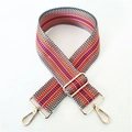 Ethnic style colorful embroidered wide strap with orange and purple geometric patterns - Orange 2 / Silver Clasp
