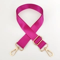 Close-up of rose red nylon wide shoulder strap with adjustable light gold metal buckles - Rose Red