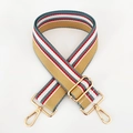 Correa ancha de lona a rayas ajustable con ganchos giratorios dorados y diseño de colores - Caqui