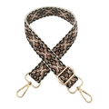 3.8cm adjustable jacquard bag strap with coffee geometric patterns and gold metal hardware - Black Brown Floral / Silver Clasp