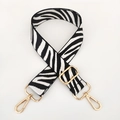 Adjustable wide replacement shoulder strap with zebra pattern and gold hardware - White Gold Buckle
