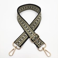 Correa bordada ajustable de 3,8 cm para bolso con diseño de ondas verdes y ganchos dorados - Cierre de Plata / Verde Claro Negro Blanco