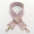 Close-up of purple paisley embroidered wide strap with premium golden metal lobster clasps - Silver Clasp / No.5 Cloud Purple