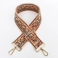 Detail of ethnic paisley embroidered bag strap with premium gold metal lobster clasps - Silver Clasp / No.6 Orange Black