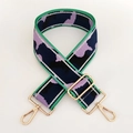 Detail of adjustable camouflage bag strap with premium gold hardware and nylon weave - Gunmetal Buckle / Silver Wire No.10