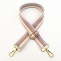 Detail of adjustable thick striped strap with gold metal hooks for crossbody bags - Light Purple
