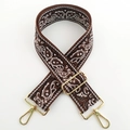 Detail of paisley embroidery fabric strap with adjustable gold metal lobster clasps - Silver Clasp / No.16 Coffee