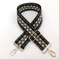 Adjustable wide replacement strap with green and black wavy pattern and gold hardware - Black Green