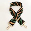 Adjustable zebra print wide shoulder strap with golden metal swivel hooks and buckles - Green
